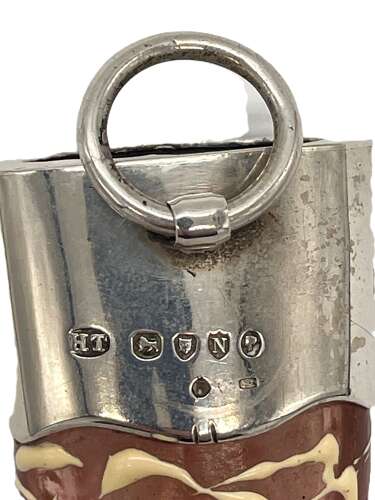 Tear drop shaped silver & glass scent bottle