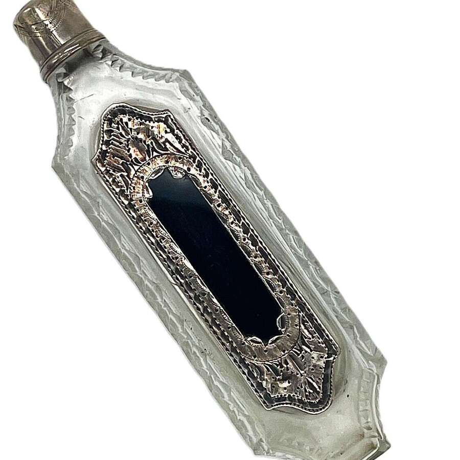 Georgian black panelled scent bottle