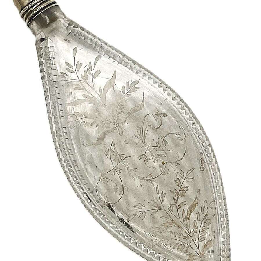 Engraved Georgian cut glass scent bottle