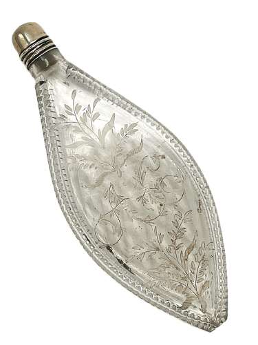Engraved Georgian cut glass scent bottle