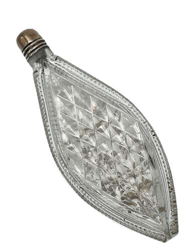 Engraved Georgian cut glass scent bottle