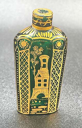 James Giles green glass scent bottle